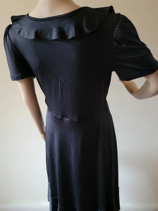Black Ruffle Wrap-Style Dress - Picture 4 of 5